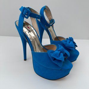 Luichiny Blue Top Bow Peep toe platform/stiletto Heels